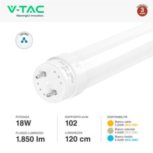 Neon Led T8 120cm 18w Luce Natura 1850 Lumen